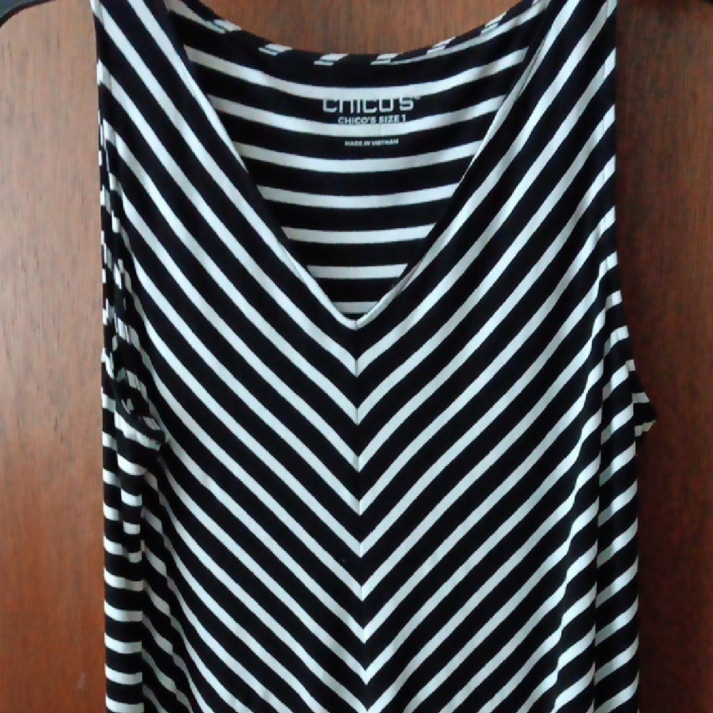 Chico's Black and White Chevron Tank Top